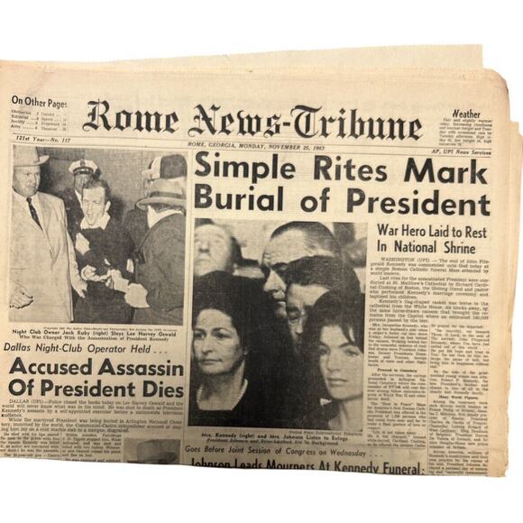 Other - Vintage Newspaper Keneddy Funeral And Oswald Murder Nov 25 1963